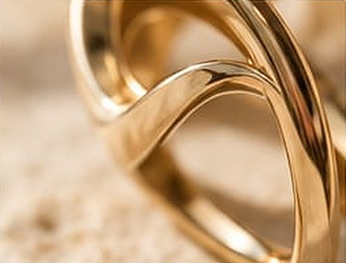Close-up of a polished 18K gold ring